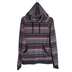 Beautiful Giant Aztec Tribal Hoodie Sweatshirt Women's Size Medium Black Red‎
